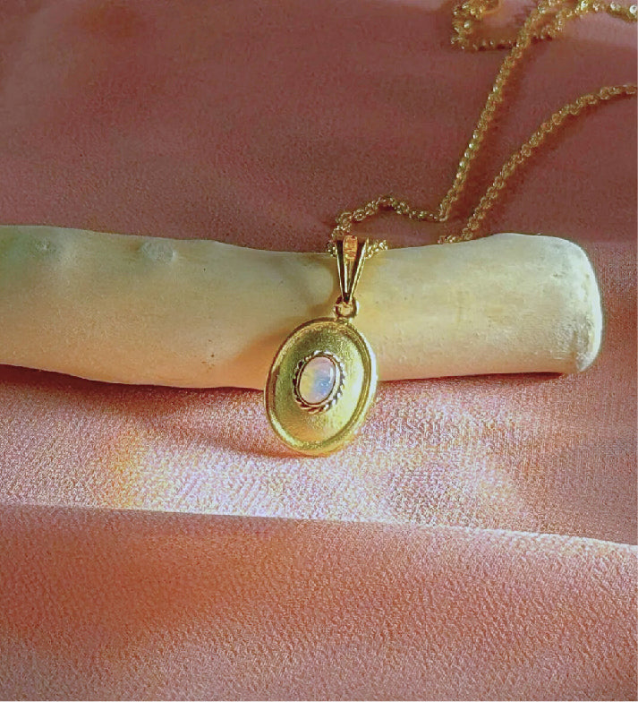Natural Opal Pendant Necklace | 18K Gold Plated 925 Sterling Silver | Minimalist Trendy Jewelry