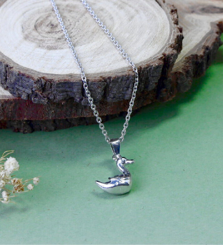 Dainty Duck Pendant Necklace – 925 Sterling Silver Rhodium Plated