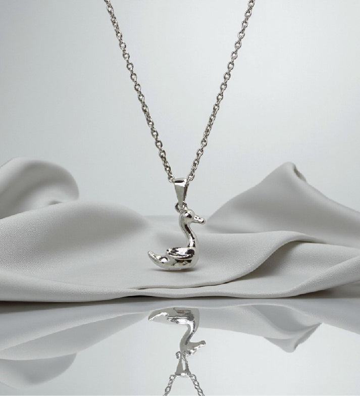 Dainty Duck Pendant Necklace – 925 Sterling Silver Rhodium Plated
