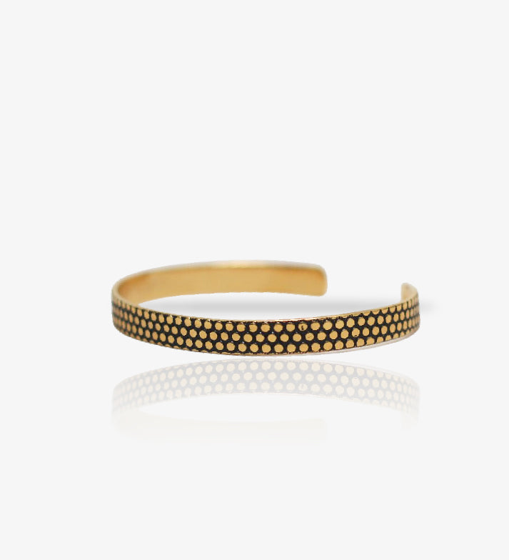 Polka Dot Cuff Bracelet: 18k Gold Plated Sterling Silver, Minimalist Jewelry