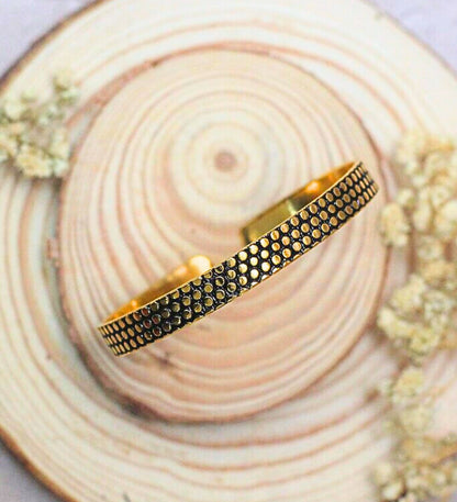 Polka Dot Cuff Bracelet: 18k Gold Plated Sterling Silver, Minimalist Jewelry