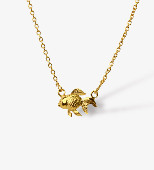 Dainty Fish Necklace: 925 Sterling Silver 18K Gold Plated: Minimalist Pendant