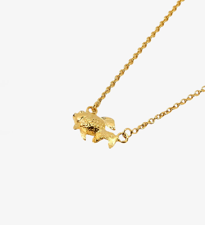 Dainty Fish Necklace: 925 Sterling Silver 18K Gold Plated: Minimalist Pendant