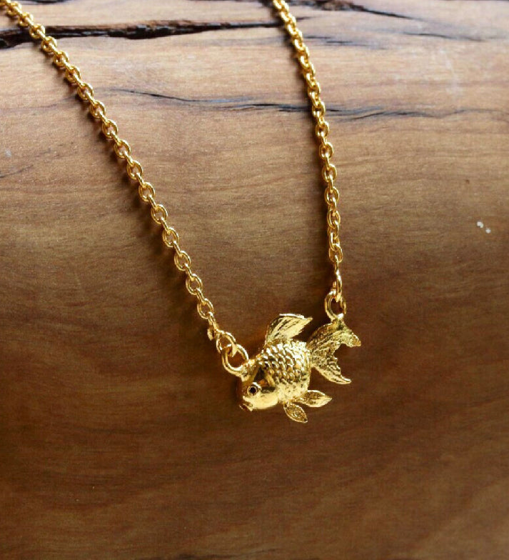 Dainty Fish Necklace: 925 Sterling Silver 18K Gold Plated: Minimalist Pendant