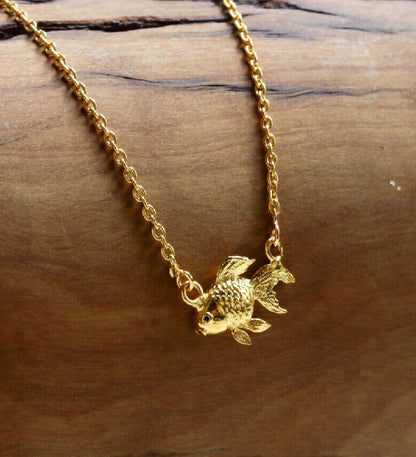Dainty Fish Necklace: 925 Sterling Silver 18K Gold Plated: Minimalist Pendant