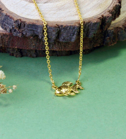 Dainty Fish Necklace: 925 Sterling Silver 18K Gold Plated: Minimalist Pendant