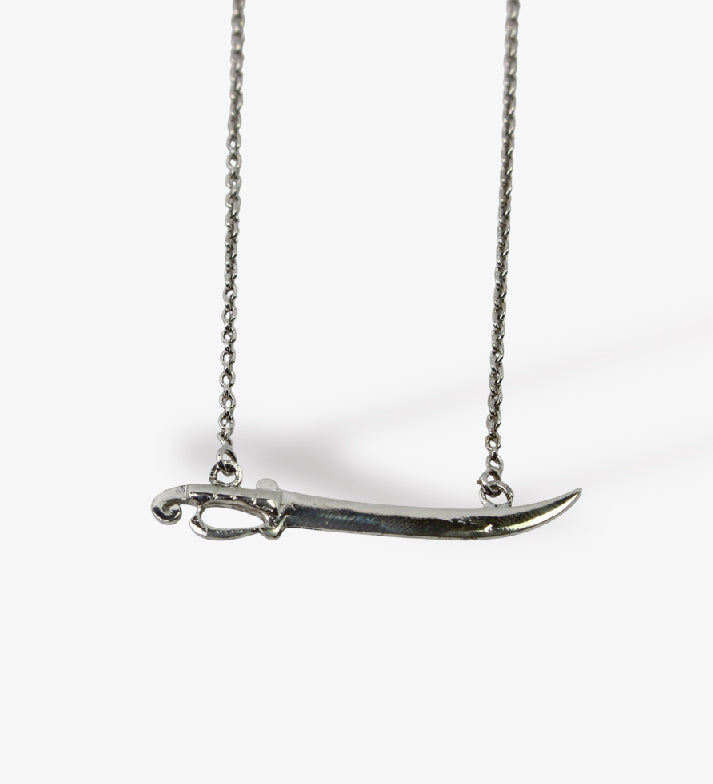 Spanish Sword Necklace: Rhodium Plated 925 Sterling Silver Jewelry: Minimalist Trendy Jewelry