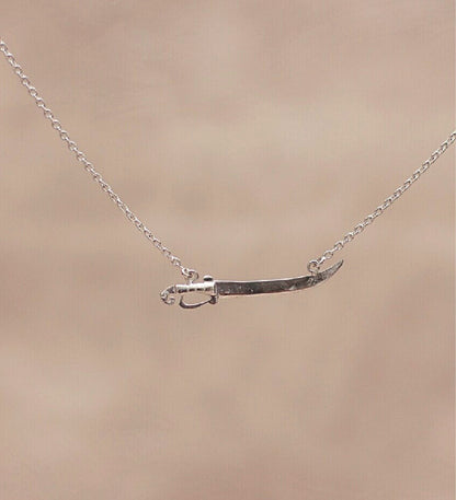 Spanish Sword Necklace: Rhodium Plated 925 Sterling Silver Jewelry: Minimalist Trendy Jewelry