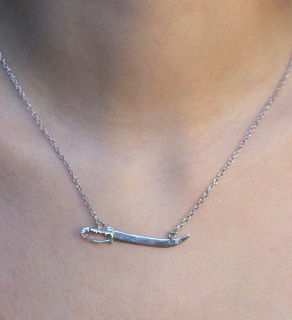 Spanish Sword Necklace: Rhodium Plated 925 Sterling Silver Jewelry: Minimalist Trendy Jewelry