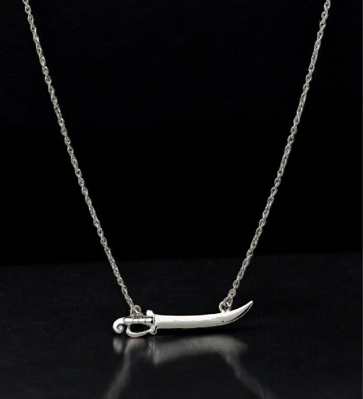 Spanish Sword Necklace: Rhodium Plated 925 Sterling Silver Jewelry: Minimalist Trendy Jewelry