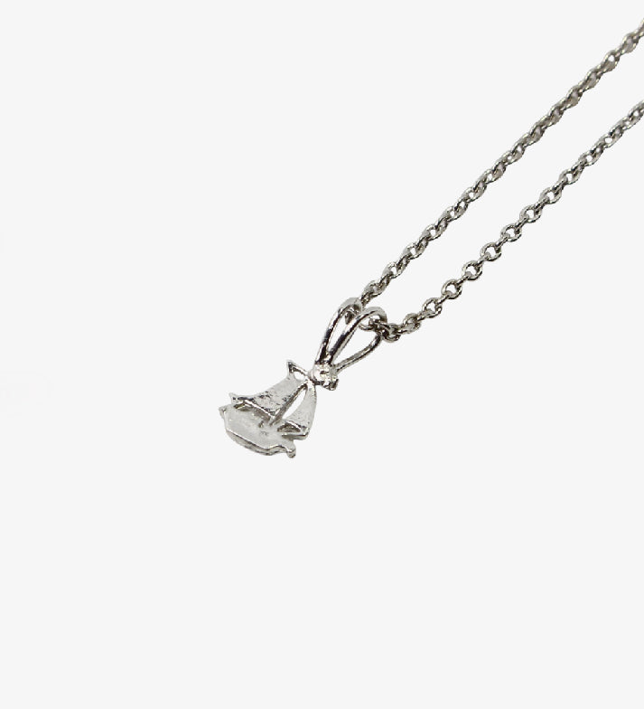 Dainty Sailboat Pendant Necklace – 925 Sterling Silver Rhodium Plated – Minimalist Sailor Jewelry