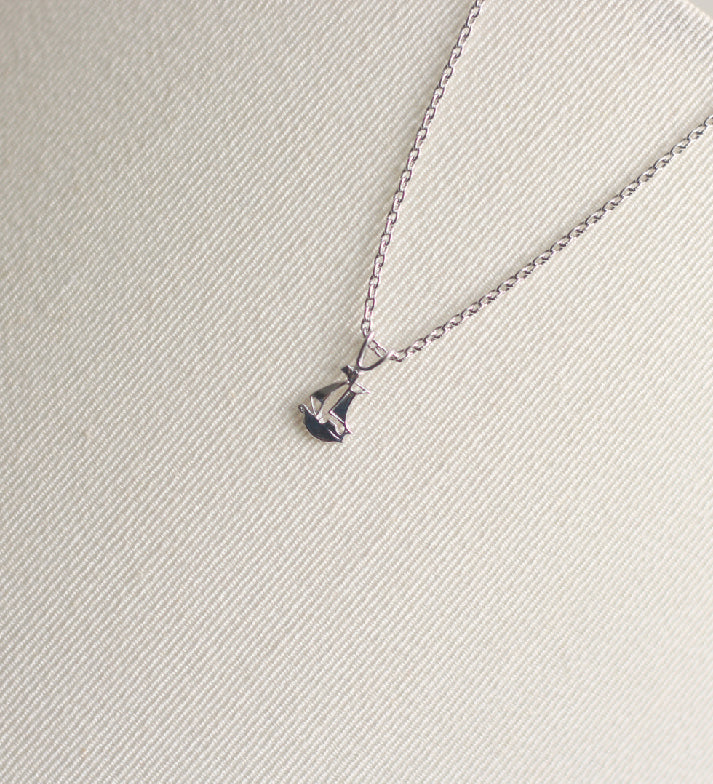 Dainty Sailboat Pendant Necklace – 925 Sterling Silver Rhodium Plated – Minimalist Sailor Jewelry
