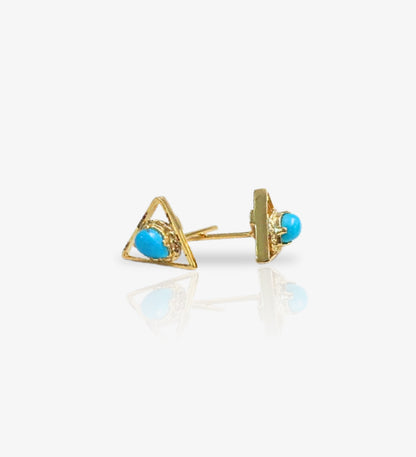 Triangle Turquoise Stud Earrings | 18K Gold Plated 925 Sterling Silver | Minimalist Boho Jewelry
