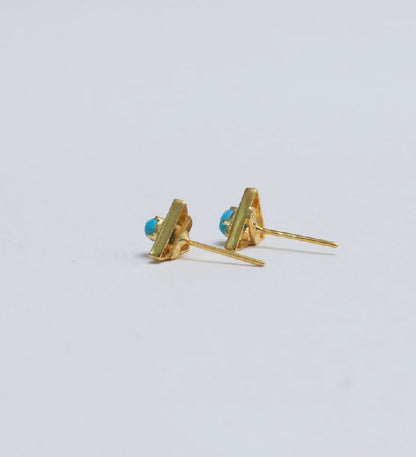 Triangle Turquoise Stud Earrings | 18K Gold Plated 925 Sterling Silver | Minimalist Boho Jewelry