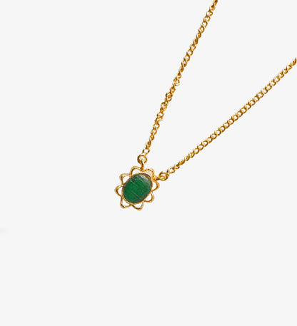 Emerald Flower Pendant Necklace | 18K Gold Plated 925 Sterling Silver | Birthstone Floral Minimalist Jewelry