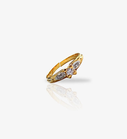 Dainty Zircon Solitaire Ring | 18K Gold Plated 925 Sterling Silver | Adjustable Minimalist Ring