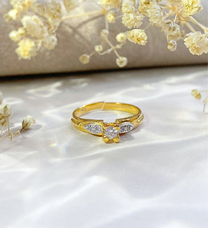 Dainty Zircon Solitaire Ring | 18K Gold Plated 925 Sterling Silver | Adjustable Minimalist Ring